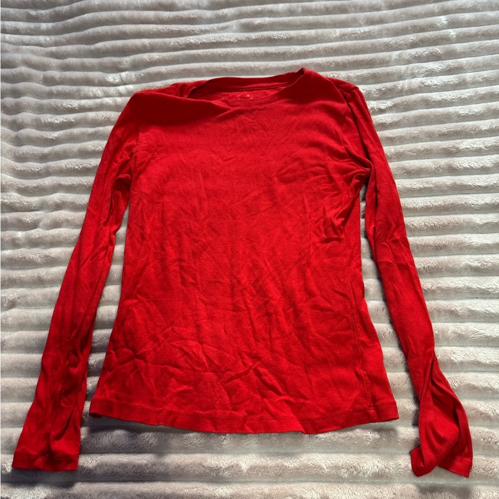 Women's Red Long Sleeve Top